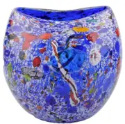 SIGWARTH Art GLASS Studio Confetti Cobalt Vase Bowl Hand Blown New