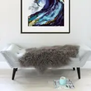 Smoke Grey Sheepskin Rug - Mongolian Sheepskin Throw - Curly fur