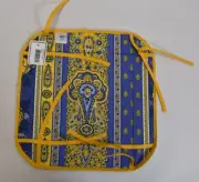 Olivier Napa Valley Bread Basket Lavender 12" x 12" Yellow & Blue Pattern