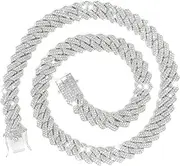 [nkjegol] Cuban Chain Necklaces Silver/Gold Cuban Link Chains Mens Iced Out Miami Bling Diamond Hip Hop Jewelry for Women
