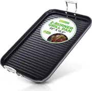 20"X13" Stove Top Grill Pan - Double Burner, Hard-Anodized Non Stick Grill & Gri
