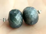 9.5mm. Natural Blue Sapphire Faceted Rondelle Gemstone Beads Matching Pair