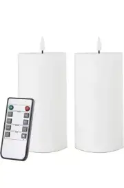White Flameless Candles Set of 2 (3x6 inch) Flickering LED Wax 6 inch,