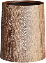 Qianly Wood Grain Trash Can Storage Bucket Without Lid Elegant Garbage Container Waste Bin for Study Restroom Dorm Laundry School, M