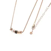 Emporio Armani Rose Gold Plated Stainless Steel Black Lacquer Components Pendant With Chain