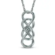 Natural Diamond Accent Double Infinity Loop Pendant in Sterling Silver