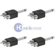 4x Audio Connector 6.35mm Mono Plug to 2 x RCA Plug Adapter