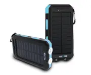 Maxxlee 2x BLUE 10000mAh Solar Power Bank Dual USB Battery Charger Portable Torch Light Compass
