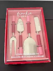 Frankie Grey Pink & Red 4 Piece Cheese Knife Set Serving Set