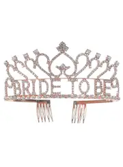 Bride To Be Rose Gold Metal and Rhinestones Tiara