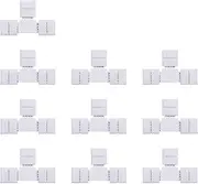 Labymos T Shape 4 Pins RGB LED Strip Connector Quick Splitter 10 Pack White