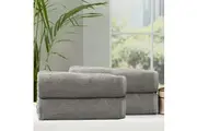 4pc Renee Taylor Cobblestone Bath Sheet Cotton Ribbed Towel 650 GSM Platinum