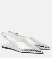 [Alaia] Alaïa Art Deco mirrored leather slingback flats AU 5 silver