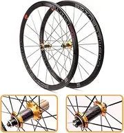 Road Bike Wheelset 700C*23C-25C-28C Bicycle Front & Rear Wheel 40Mm Depth Clincher Carbon Road Bike Wheels Set V/C Brake Rim Sealed Bearing for 8 9 10 11 Speed(Gold)