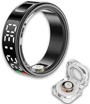 Smart Ring Health Tracker, Wearable Sleep Heart Rate Step Blood Oxygen Tracker, IP68 Waterproof Smart Ring with LED Screen to Track All Your Important Health Indicators (Black, 11)