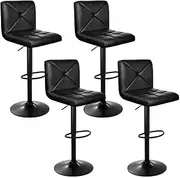 [Artiss] Bar Stools Stool Set of 4 Adjustable Kitchen Swivel Counter Barstools Dining Chair Gas Lift Leather Black in 68-81cm Seat Height Floor for Home Bar Dining Room Cafe Outdoor Indoor