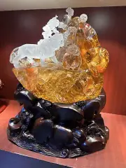 35.2LB Top Fire Quartz Tiger carved quartz Crystal Skull Reiki Home decor