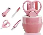 2PK BABY MANICURE SETS Tweezers Scissors Trimmer & File 4 Pc Set & Holder 2 SETS