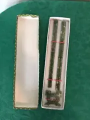 Pair Jadeite Look Chopsticks w/ Dragon/Creature Rests New In Box
