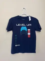 NWT XBox Boys Medium Blue Short Sleeve Video Game Controller Level Up Shirt