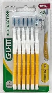 GUM BI-Direction ISO 4 Interdental Brush for Cleaning Tooth Back/Frontal, Diameter 1.4 mm, Pack of 6