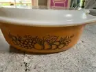 Vintage Pyrex Model 045 2.5 Quart Casserole Dish Old Orchard w/Verde Lid