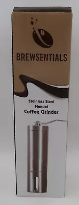 BREWSENTIALS Premium Manual Coffee Grinder Brushed Stainless Steel Mill Java