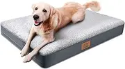 Sunheir Orthopedic Dog Bed for Large Dogs - Big Waterproof Dog Bed with Removable Washable Cover & Anti-Slip Bottom, Extra Large Dog Crate Bed, Deluxe Plush Pet Bed Mat (Grey)