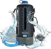 AFISHTOUR Portable Camping Shower Bag, Camping Accessories for Camping Shower, 12L/3.17 Gallons Solar Waterproof Portable Outside Shower Bag with Portable Water Pump and Shower Head Hose