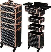 Rolling Makeup Train Case, 5-In-1 Travel Makeup Case Organizer I Large Makeup Ca