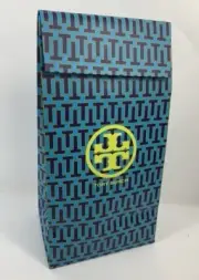 2 Tory Burch Tall Cardboard Gift Bag 13" x 16 1/2" x 5" Blue T Logo New