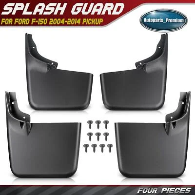 4x Front & Rear Splash Guards Mudflaps for Ford F-150 2004-2014 w/o Wheel Lips