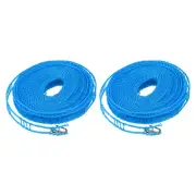 Portable Clothesline, 26.24ft Nylon Windproof Non-Slip Washing Line, Blue 2 Pcs
