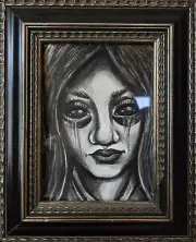 Crying Woman Colored Pencil Drawing
