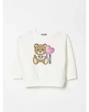 Moschino Teddy Bear Sequin Heart Sweatshirt Kids White Cardigans