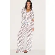 Blue Stripe Drawstring Floaty Pants, Blue