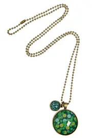 Teal Spots Pendant W Teal Geo Charm--NES-PTSPOT