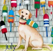 Labrador Buoys Nautical July Dog Days Poster Calendar 14 x 11" Art DWDDCal