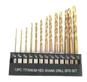 Hex Drill Bit Set 13Pcs Quick Change Shank Premium HSS Titanium Wood Steel Metal