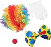 BCOATH Costume for Men Clown Cosplay White Wig Gloves Fake Nose Bow Tie Stain Resistant Skin Friendly Birthday Parade Halloween