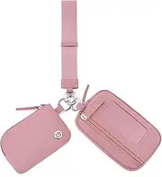 [POIUGOYA] Nylon Wristlet Wallets, Dual Pouch Keychain Wristlet Wallet, RFID Small Wallet With Coin Pouch,ID Window For Travel