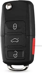 FLJKCT Car Key Shell 4 Buttons Flip Remote Key Shell,for Volkswagen VW Touareg