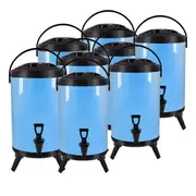 SOGA 8X 10L Stainless Steel Insulated Milk Tea Barrel Hot and Cold Beverage Dispenser Container with Faucet Blue