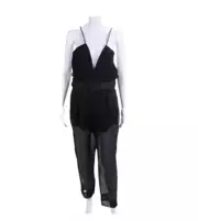 NWT Alice McCall Justify My Love Jumpsuit Size US 8 Black Sheer Striped Organza