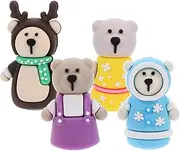 COLLBATH 4pcs Bear Shape Cuticle Scissor Covers Manicure Tool Handle Protectors Silicone Nipper Covers for Salon Portable Safe