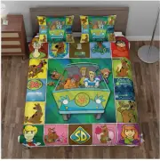 Scooby Doo Friends In Mystery Machine Gift For Cartoon Fans 3D Quilt Bedding Set