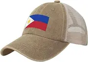 [Generic] Flag of Philippines Cowboy Mesh Baseball Cap for Filipino Man Woman Outdoor Adjustable Denim Hat