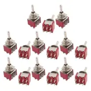 15Pcs AC 250V/2A 120V/5A DPDT 6 Pin On/Off/On Mini Toggle Switch Replacement