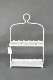 2 Tier White Lace Metal Rectangular Cake Stand Desert Platter Display Plate Tray