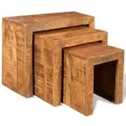 Antique-Style Mango Wood Nesting Tables (Set Of 3)